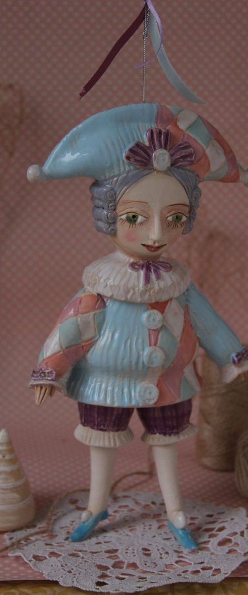Harlequin.  Bell Doll, Hanging sculpture by Elya Yalonetski by Elya Yalonetski