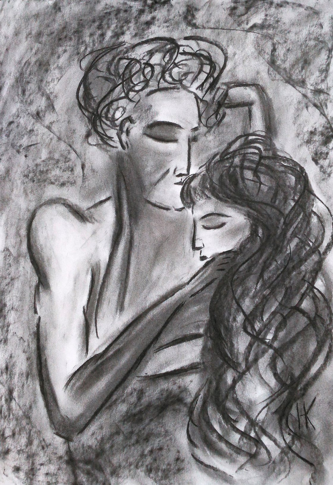 Lovers Art Sketch Black And White Romantic Sketch Couple In Love Drawing  Charcoal Drawing Lovers Drawing handmade AlinaLoukaArt