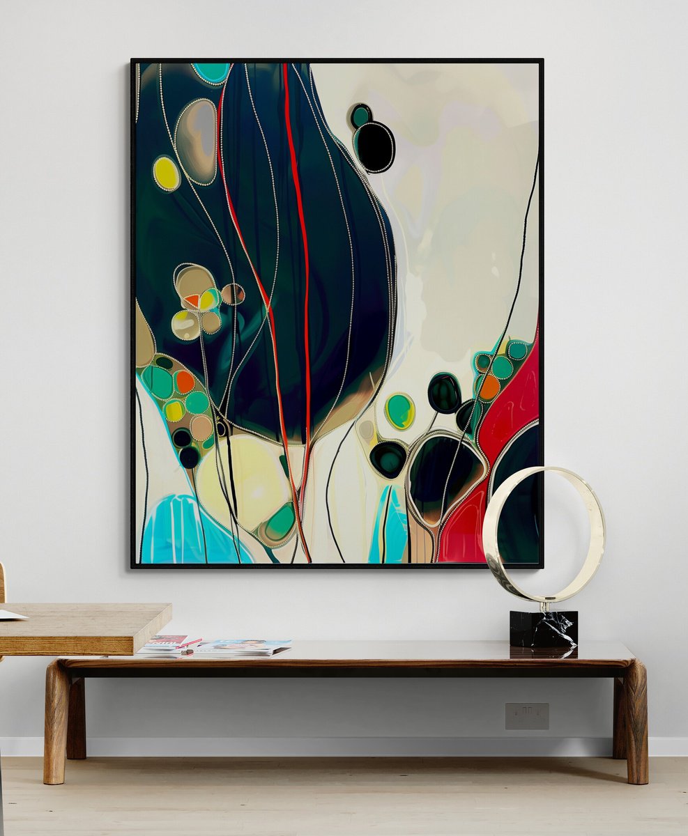 Abstract Acrylic Painting By V+V Kniazievi, 51 X 63", Summer Fantasies #7, Original Artwork