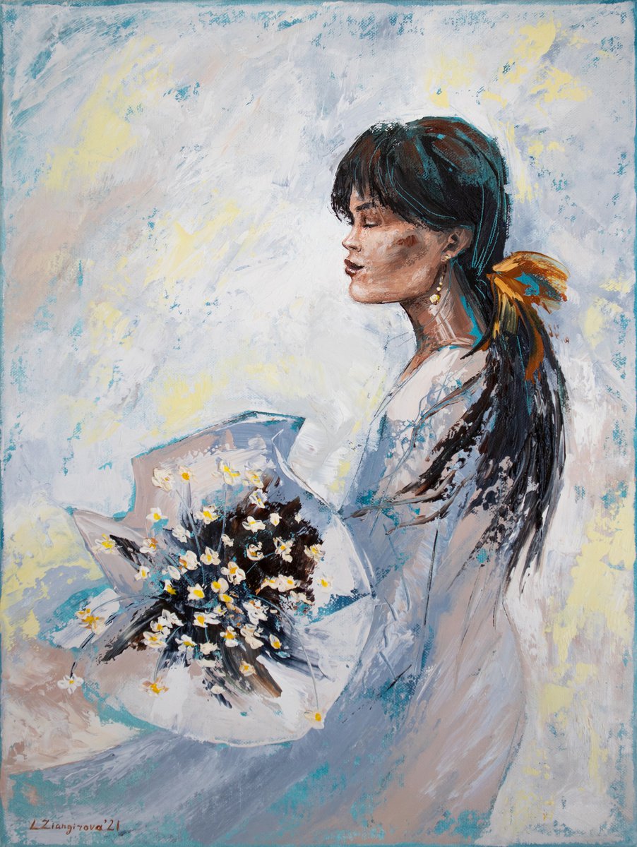 Chamomile tenderness | 30*40 cm | Girl with flowers by Lada Ziangirova