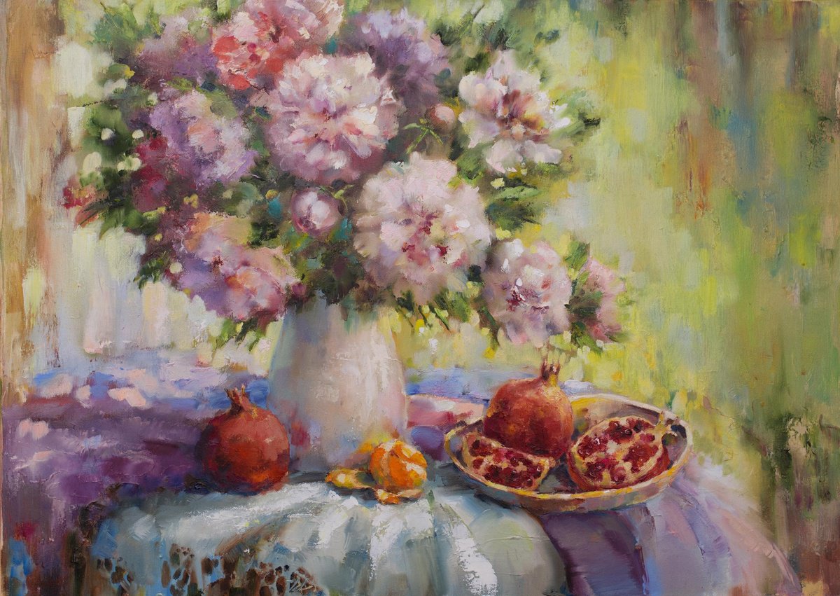 Peonies. Symbol Of Well-Being By Olha Laptieva, 28 X 20, Artwork For Sale On Artfinder
