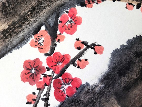Old blooming plum - Oriental Chinese Ink Painting