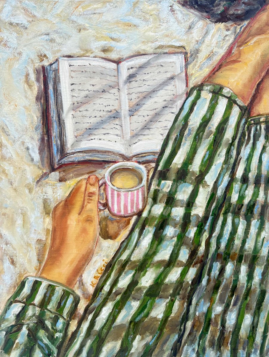 Expressive Oil Painting , Cosy Reading By Katia Ricci, 12 X 16, Artwork For Sale On Artfinder