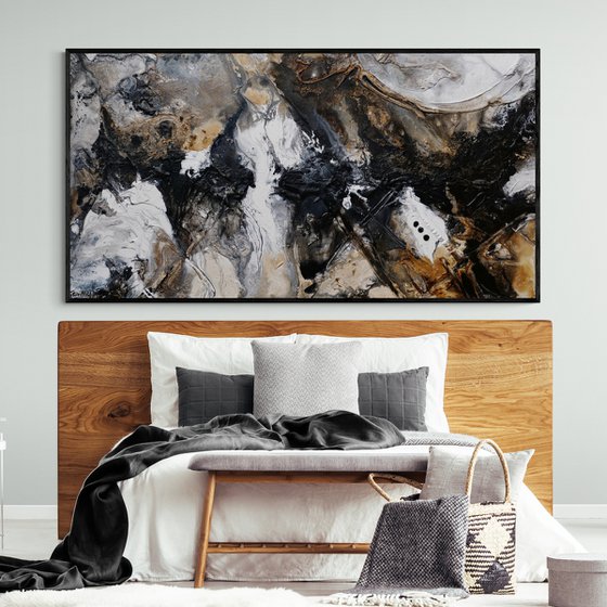 Tectonic 190cm x 100cm Rust Black Textured Abstract Art