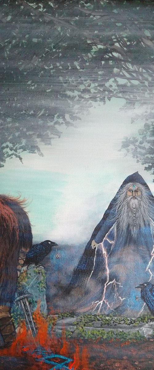 Odin's prophecy. Original acrylic painting by Zoe Adams by Zoe Adams