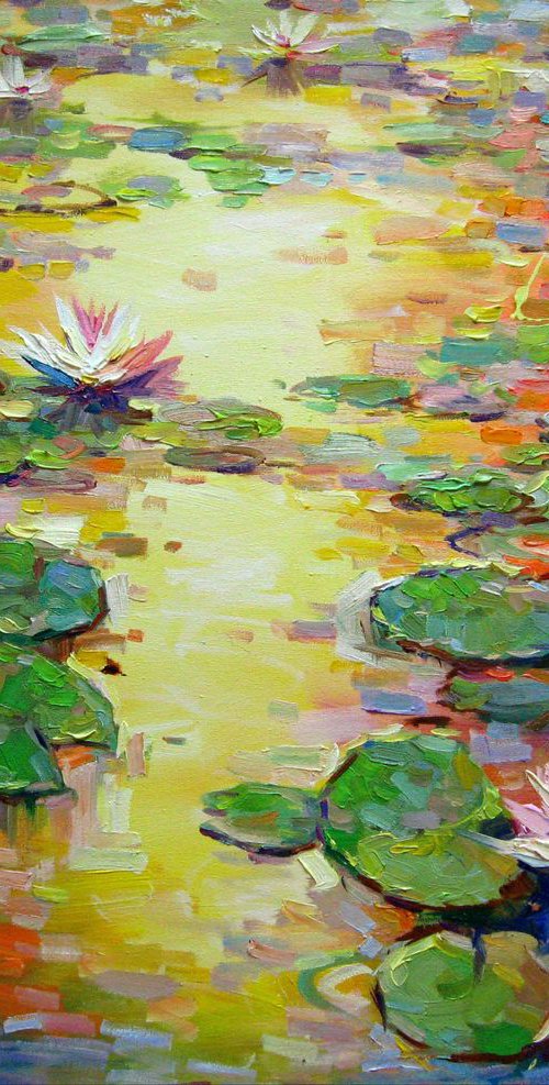 Evening pond with lilies by Vladimir Lutsevich