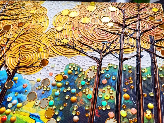 Golden forest landscape