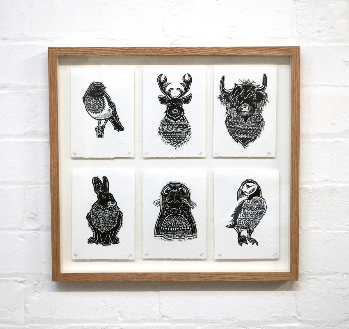 6 Animal Lino Prints by AH Image Maker