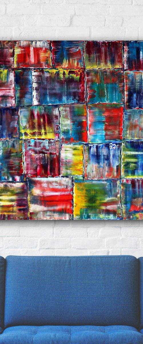 "Color Guard" - Large Abstract Oil Painting, 36 x 36 inches by Preston M. Smith (PMS)