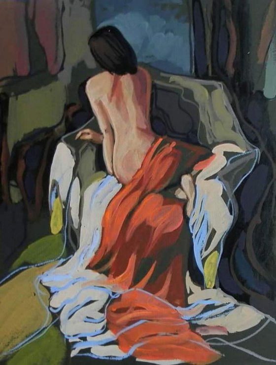 nude, original painting 21x27.5 cm