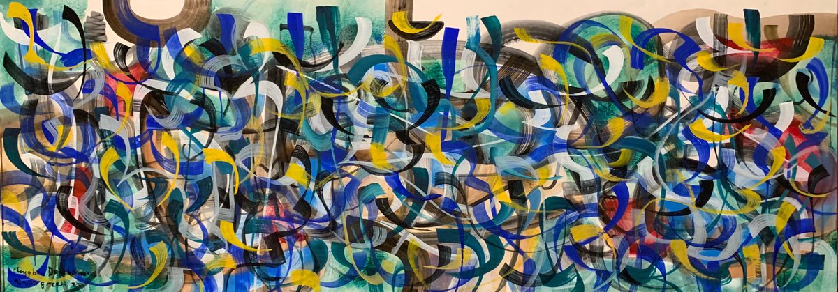 Untitled Abstract ink acrylic painting on paper by Ulugbek Doschanov