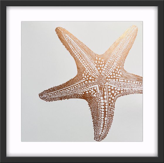 Copper Starfish Linocut