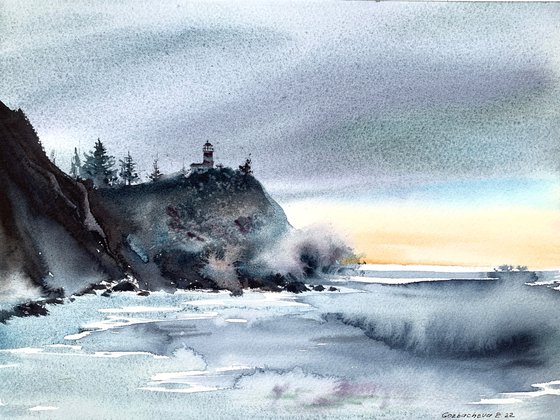 Sunset on the sea, Lighthouse, #2