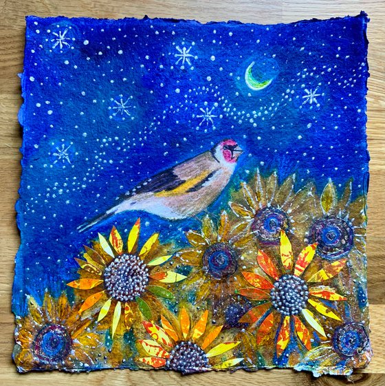 Goldfinch and Sunflowers