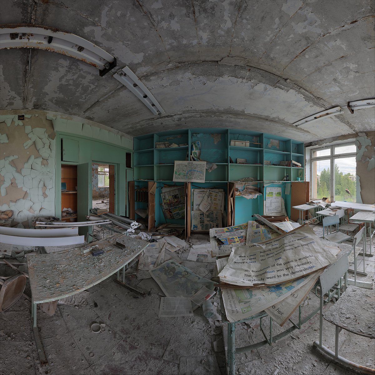 Photorealistic Cityscapes Photograph By Stanislav Vederskyi, 63 X 63", #11. Pripyat English Class 1, Original Artwork