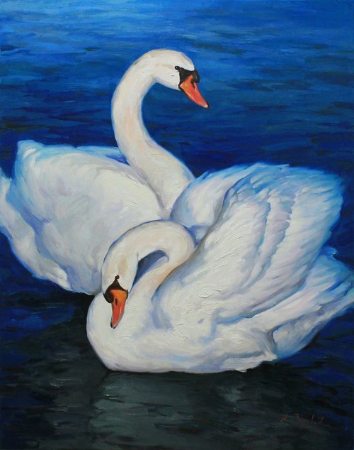 Family forever. White swans by Alisa Onipchenko-Cherniakovska