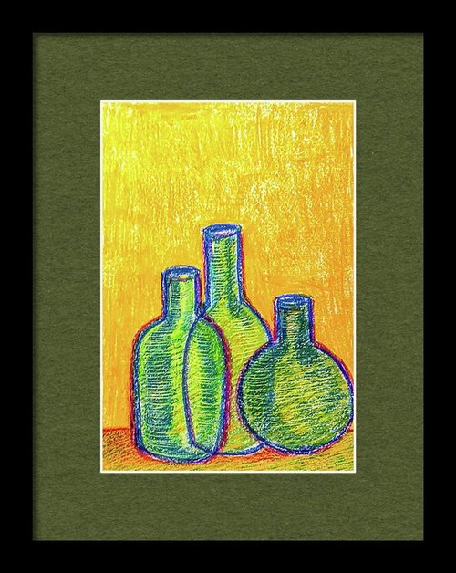 Three Green Bottles Still Life by Asha Shenoy