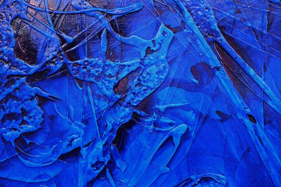 Inked Euphoria 270cm x 120cm Blue Textured Abstract Art