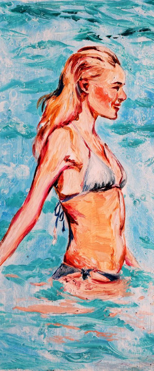 The Swim / Study in oils by Anna Sidi-Yacoub