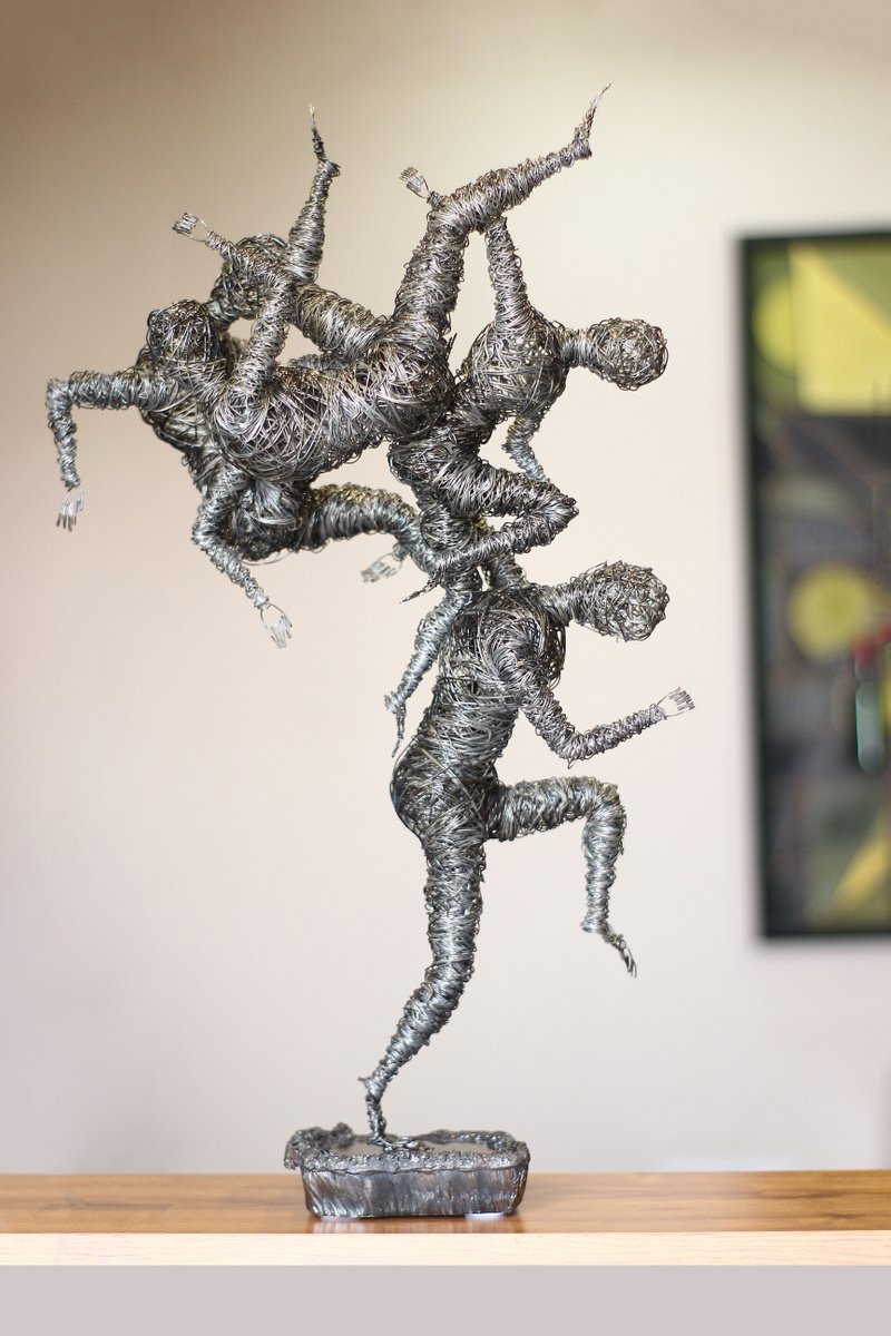 Abstract Portrait Sculpture By Karen Axikyan, 13 X 22", Deviation From The Road, Original Artwork