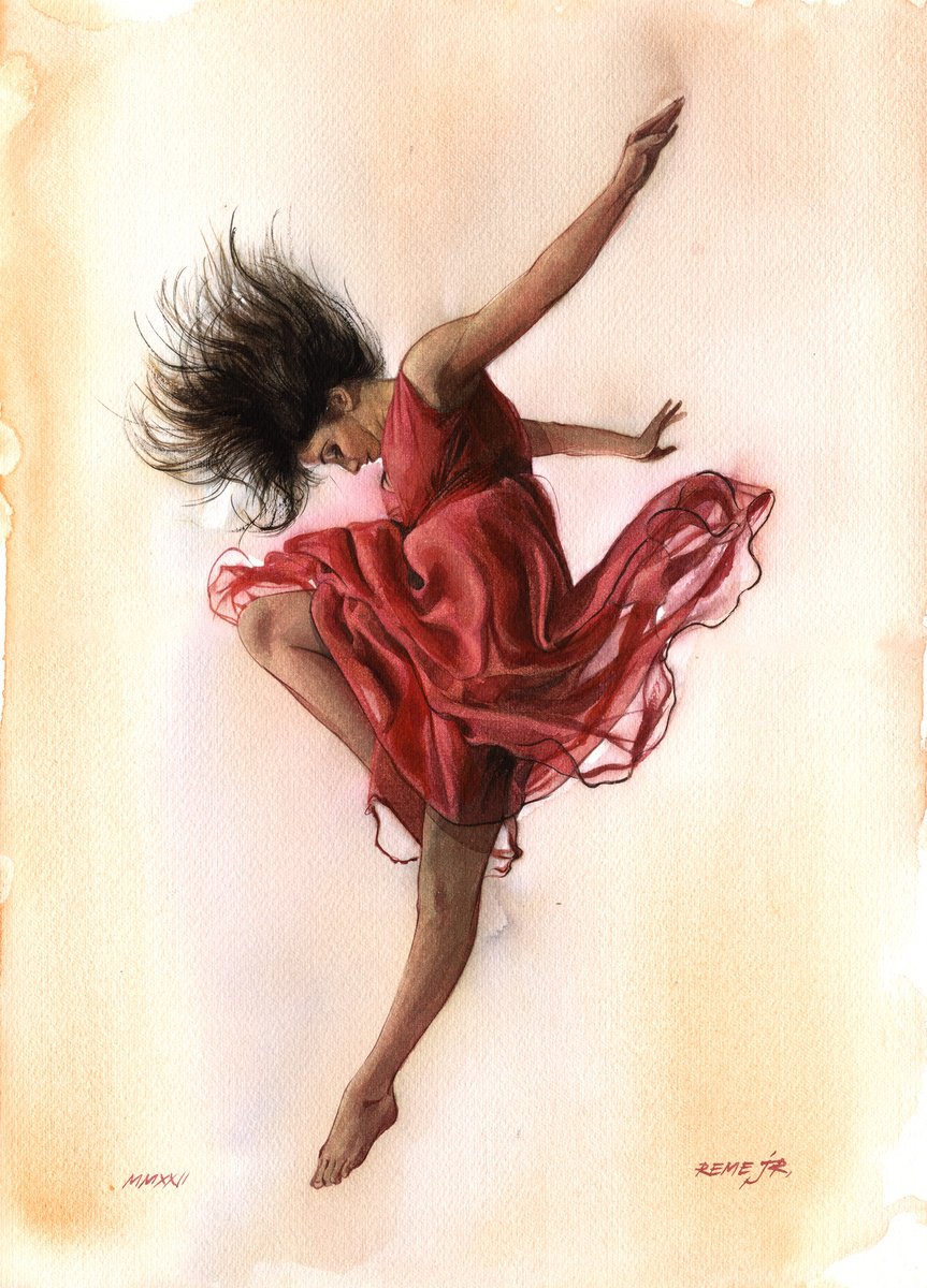 Photorealistic Watercolour , Ballet Dancer Cdlxxiii By Reme Jr., 11 X 16, Artwork For Sale On Artfinder