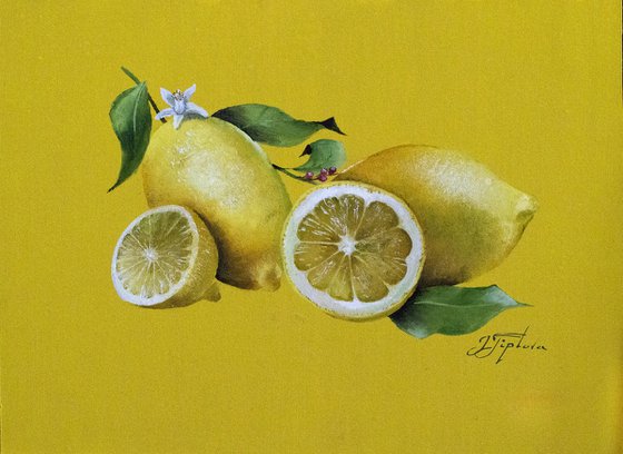 "LEMONS ON YELLOW BACKGROUND"