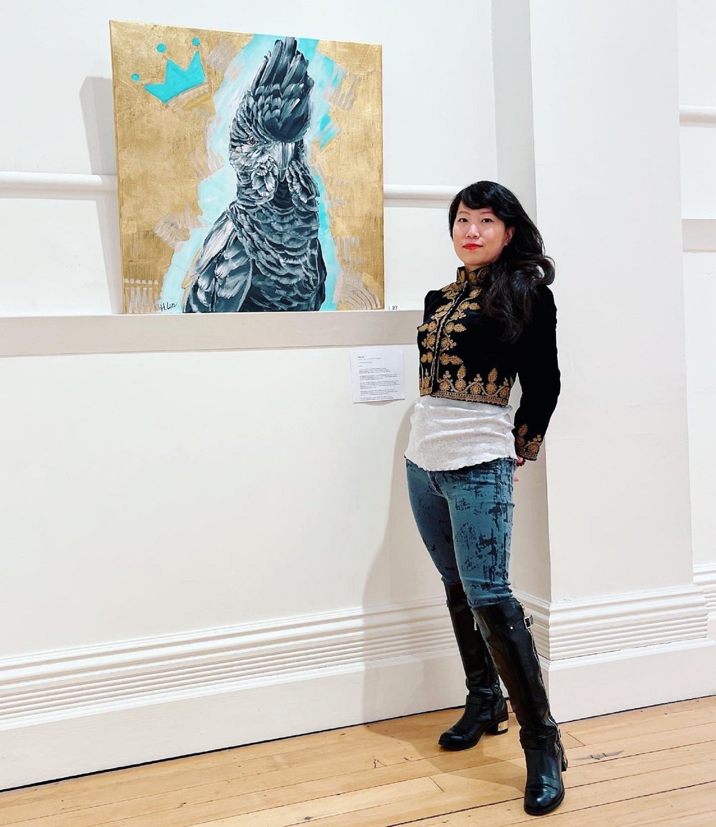 Photorealistic Animal Acrylic Painting By Hsin Lin, 30 X 30, If I Were King - Red Tail Black Cockatoo, Original Artwork