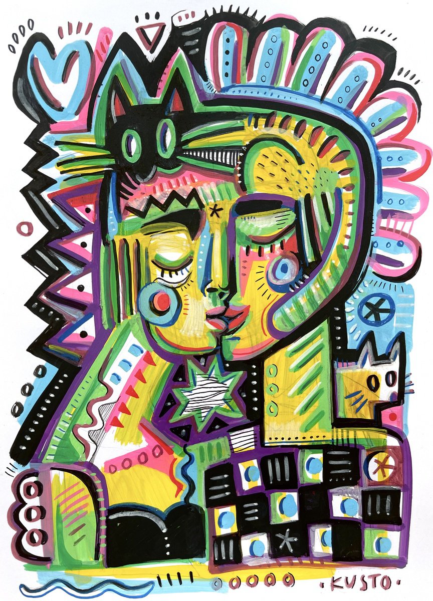 Abstract Ink Drawing , A Cat