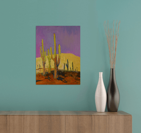 Saguaros. Evening