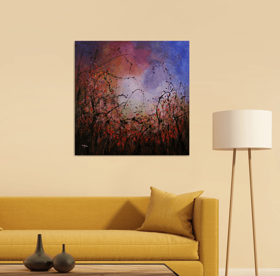 A Midnight Story #2- Large original floral landscape