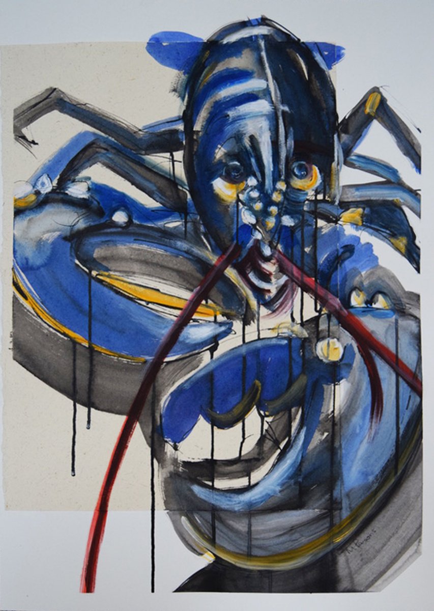 Expressive Animal Painting By Michelle Parsons, 17 X 24", Lbyr Long, Original Artwork