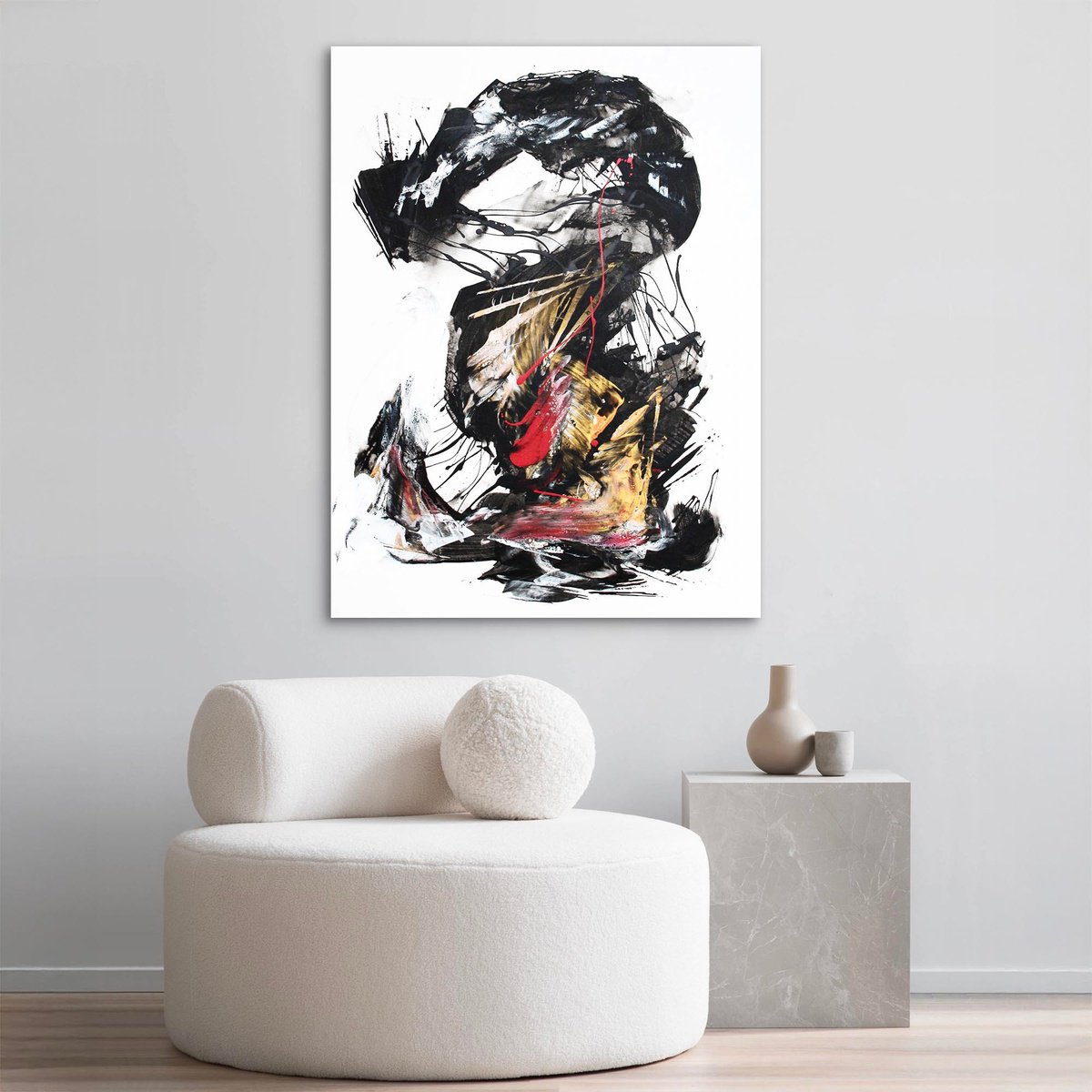 Expressive Abstract Acrylic Painting By Paresh Nrshinga Frsa, 36 X 48", Rise Of The Dragon, Original Artwork