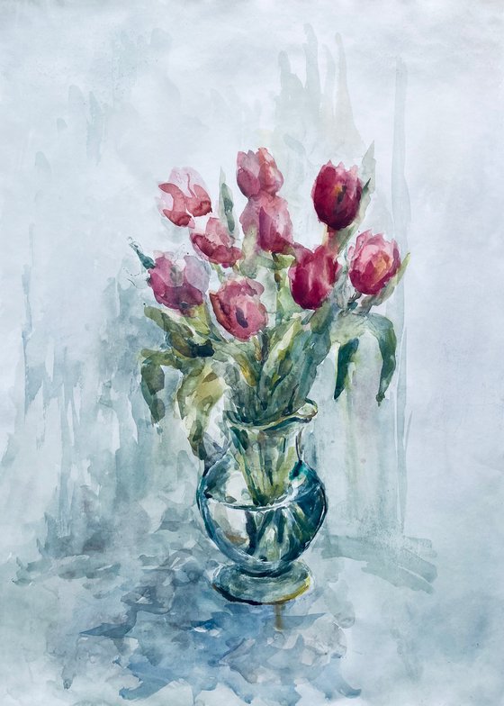 Tulips in vase! 19x25 in