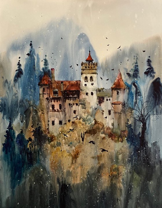 Sold Watercolor “Legendary places. Dracula’s castle” perfect gift