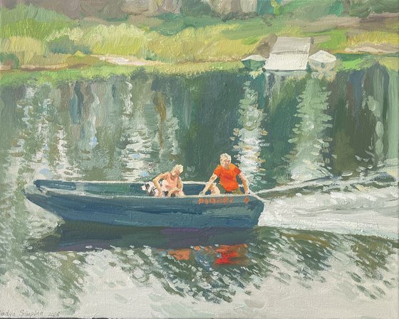 Two in a boat , not counting the dog