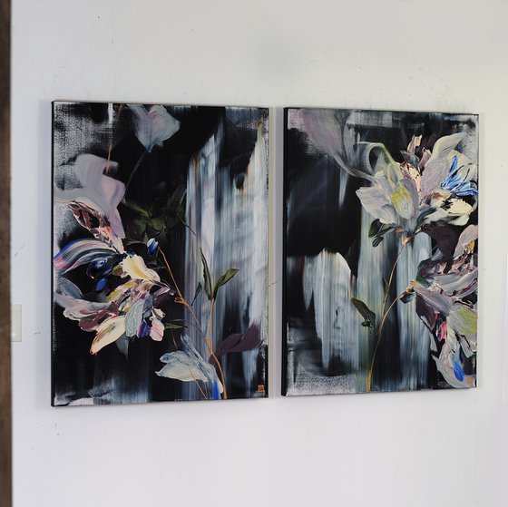 Cascading Velvet Diptych