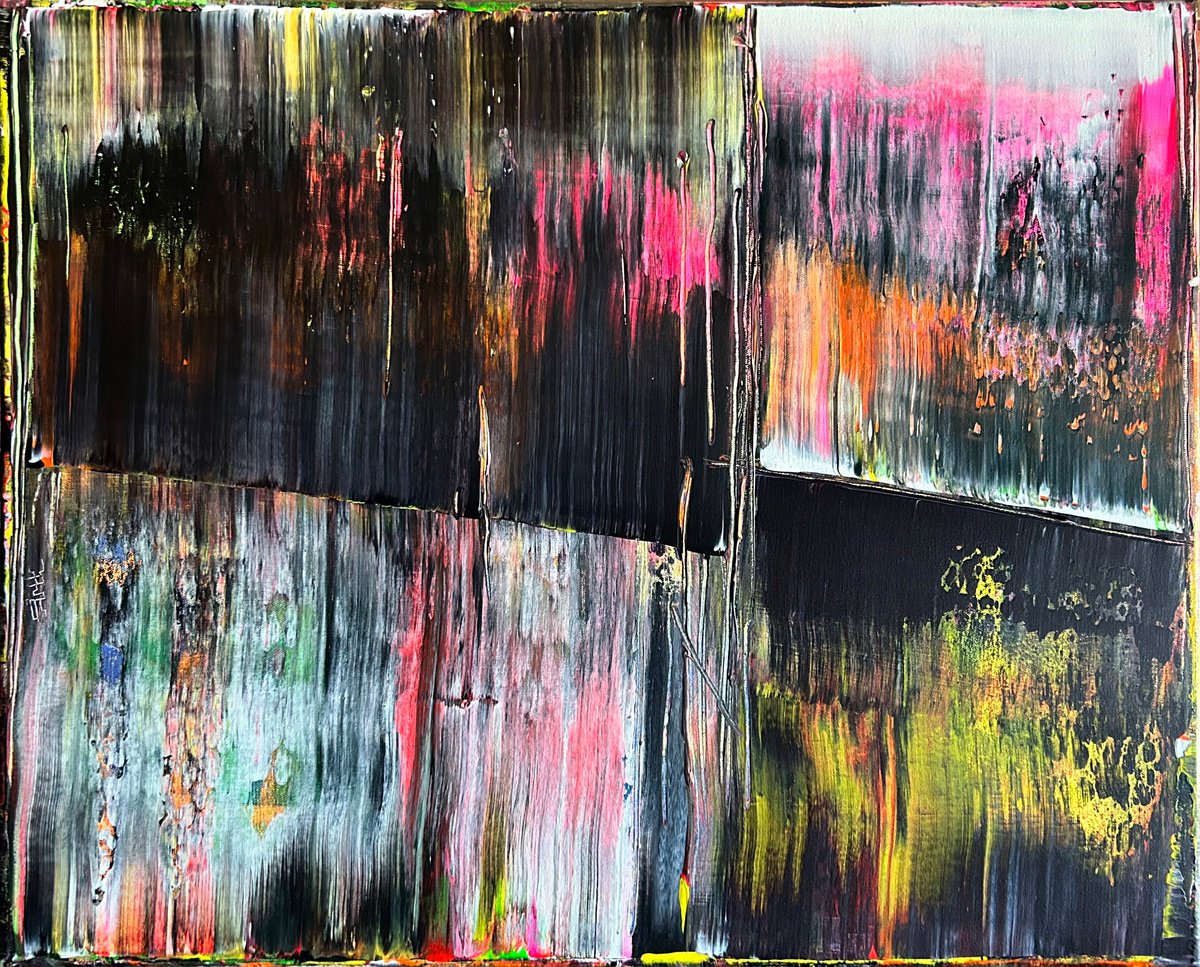 Expressive Abstract Acrylic Painting By Preston M. Smith (Pms), 30 X 24", "Keep You In The Dark", Original Artwork