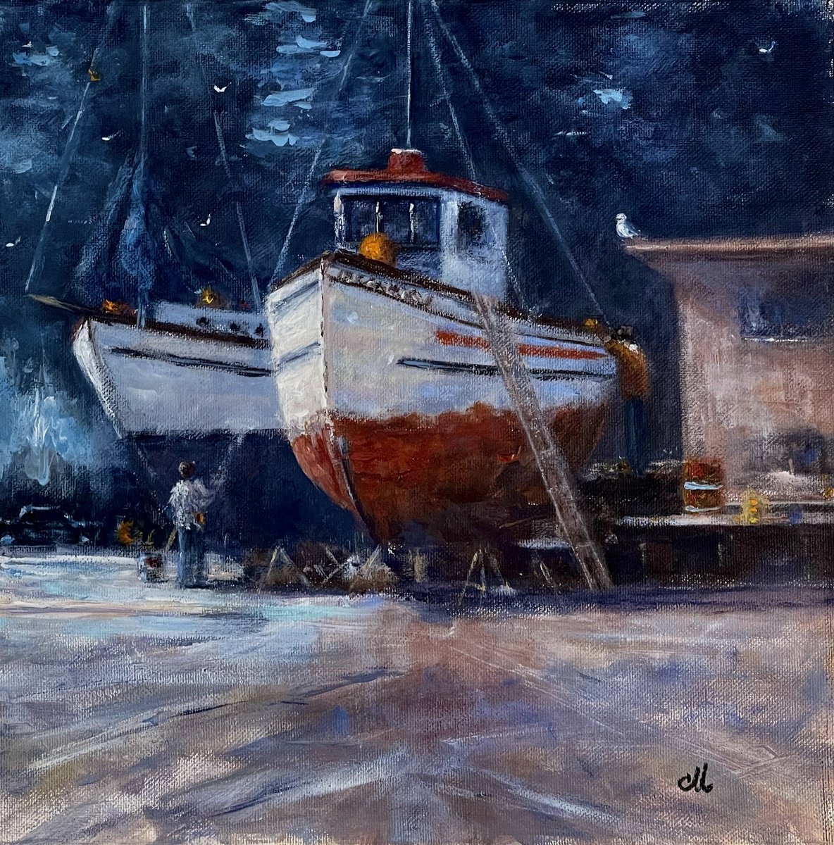 Impressionistic Landscape Acrylic Painting By Cristina Mihailescu, 12 X 12, Onward To Horizons, Original Artwork