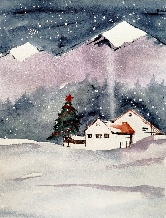 Christmas winter painting