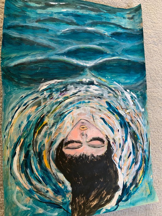 Floating on Water Acrylic Painting Realistic Water Artwork On Paper Home  Decor Gift Ideas Acrylic painting by Kumi Muttu
