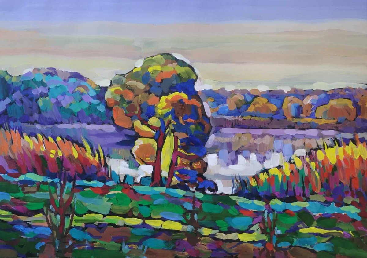 Impressionistic Landscape Painting By Valentina Kachina, 28 X 20", Summer, Original Artwork