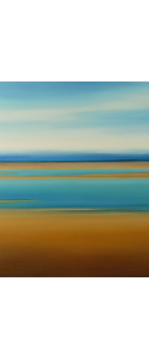 Blue Gold View - Colorful Abstract Landscape by Suzanne Vaughan