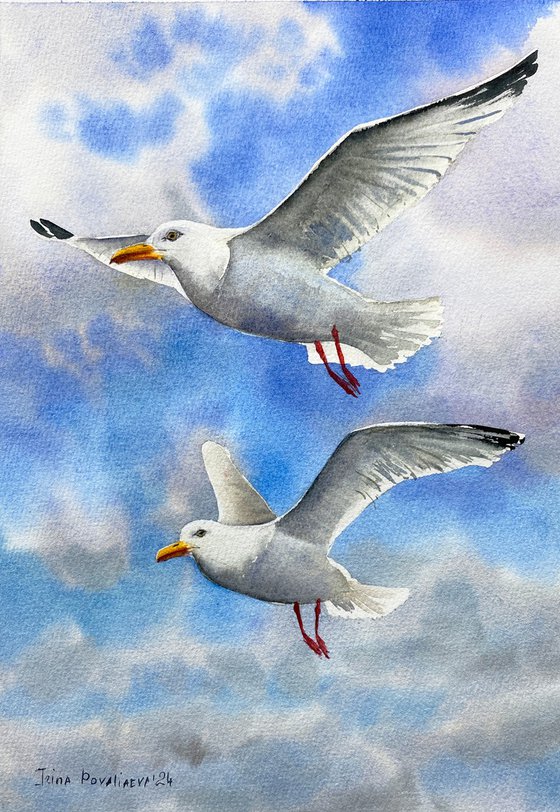 Seagulls in Flight