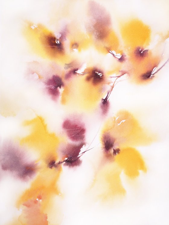 Yellow flowers painting, diptych "Sunlight"