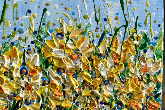 Daffodils - Original Floral Painting, Impasto Palette Knife Artwork