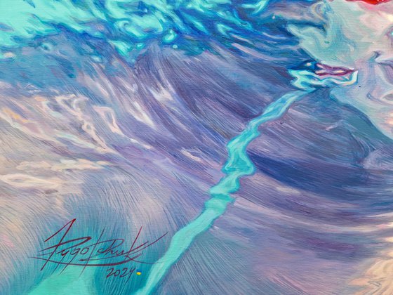 I will recover in color and become a flower , large underwater acrylic painting