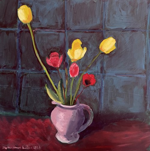Red and yellow tulips by Stephen Howard Harrison