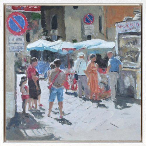 Palermo artwork - Sicily city scene -  painterly art - Framed Oil On Board by Shaun Burgess