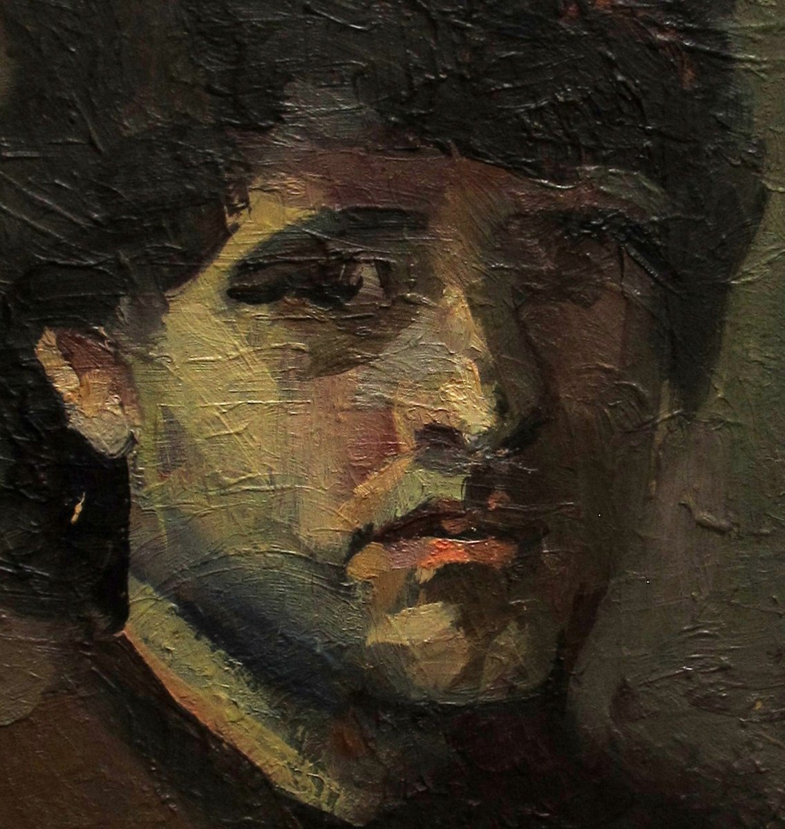 Impressionistic Portrait Oil Painting By Serhiy Roy, 13 X 17", Portrait Of A Young Man Etude, Original Artwork