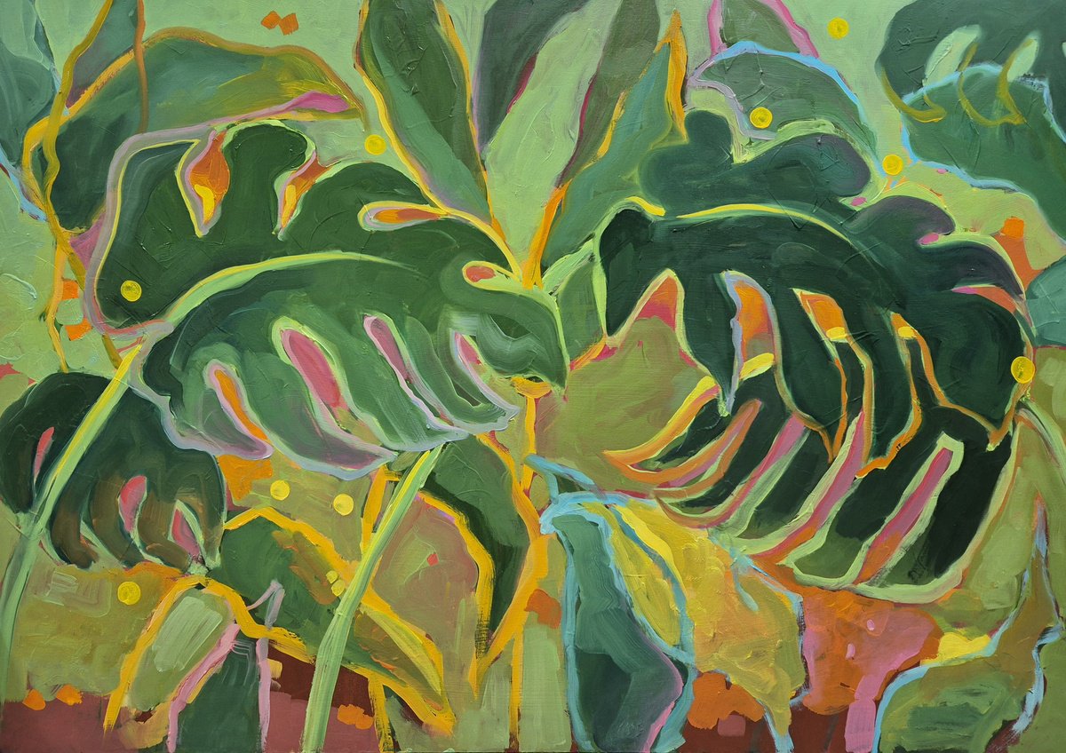 Impressionistic Botanical Oil Painting By Gitti Gv, 33 X 23, Giddiness Of Spring, Original Artwork